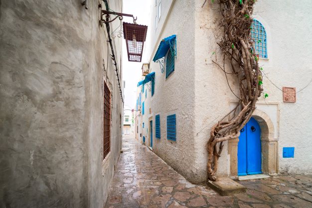 Ruelle dans la médina de Hammamet, Tunisie 